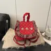 Mochila Nueva de Lunares con Decoración Floral Creativa, Bolso de Mano Elegante Versátil de Cuadros y Encaje, Mochila Escolar para Estudiantes