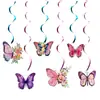 Nuevas Decoraciones Colgantes Espirales de Mariposa Morada para Cumpleaños de Niñas, Decoraciones Colgantes de Mariposas Coloridas para un Toque Femenino