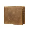 Cartera corta de cuero para hombre transfronteriza, monedero vintage europeo y americano, bolsa para tarjetas antirrobo hecha a mano, venta al por mayor de comercio exterior
