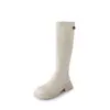 Otoño e invierno 2023 Botas finas de punta redonda Nuevas Botas altas negras de tacón grueso elásticas para mujer que estilizan la rodilla, combinan con todo