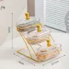 Plato de Frutas de Lujo Ligero, Mesa de Centro para Sala de Estar en Casa, Plato de Snacks Multicapa, Plato de Dulces de Alta Gama, Caja de Almacenamiento Compartimentada para Frutos Secos