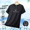 Comércio Exterior Verão Tendência Simples Versátil Seda de Gelo Manga Curta Tamanho Grande Malha Secagem Rápida Respirável Estampada Gola Redonda Camiseta Masculina 12