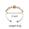 Pulseira Aberta Flor Quadrada de Diamante Colorido com Zircônia de Camada Dupla Moda Transfronteiriça Europeia e Americana Nova Pulseira Joia de Mão Exquisita de Celebridade da Internet