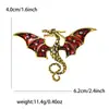 Nova Broche de Lapela para Casaco de Metal Esmaltado com Gotejamento de Óleo e Pedras Strass Dragão Ocidental Dragão Dominador e Poderoso com Cauda Enrolada Acessórios