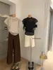Wgwe9104 Guangzhou Shisanxing Ropa de Mujer Verano Nuevo Estilo Manga con Volantes Lunares Camisa y Camisola Conjunto de Dos Piezas