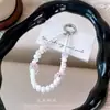 Corrente de Celular com Miçangas de Cristal Flor Pingente Chaveiro Acessório de Decoração para Bolsa Corrente para Capa de Celular Pequeno Presente Atacado