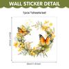 Pegatina Decorativa de Pared para Lavandería con Diseño de Anillo Florido de Colores Transfronterizo, Planta Flor Lavadora Pegatina Autoadhesiva de PVC