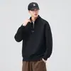 Suporte de Roupa Masculina Shanggu Gola Alta Nova Qualidade Moletom com Meio Zíper para Homens no Outono Solto com Mangas Longas Bordadas da Moda