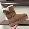 Botas de montar de caña media-alta Botas de nieve de suela gruesa del noreste para mujer 2026 nuevo estilo de invierno Botas largas cálidas de cuero y piel integrados