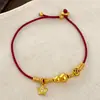 Pulseira Popular de Fio Vermelho com Cabacinho Banhado a Ouro do Xiaohongshu para Mulheres, Pulseira Trançada de Alta Qualidade, Design de Nicho de Luxo Leve para o Ano do Cavalo