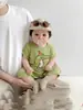 Ropa de bebé hecha de algodón puro, mameluco delgado de verano para bebés, lindo conjunto de manga corta dopamina para niños y niñas para salir