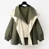 Moda Femenina Otoño 2026 Nuevo Amazon Transfronterizo Corte Holgado Con Capucha Cremallera Patchwork Gabardina
