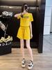 Moda Casual Pantalones Cortos Ropa Deportiva Traje de Fitness para Mujer Verano Nuevo Adelgazante Manga Corta Reductor de Edad Conjunto de Dos Piezas