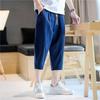Pantalones cortos de lino para hombre de verano delgados estilo chino talla grande pantalones capri casuales para hombre pantalones capri de algodón y lino de moda para hombre
