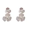 Estilo Retro Francés, Moda Personalizada, Pendientes Exagerados de Metal con Flor de Perla de Doble Capa, Pendientes Elegantes, Simples y de Alta Gama para Mujer