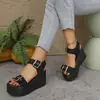 Sandalias finas y populares para ir al trabajo de comercio exterior, populares en Amazon, sandalias de plataforma de suela gruesa para verano, nuevo estilo desértico de una sola tira