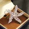 Broche de Estrella de Mar de Zirconia Púrpura de Gama Alta y Nicho, Pin Exquisito y Versátil de Vida Marina, Ramillete Antiexposición para Mujeres
