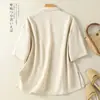 Blusa Retro de Manga Corta con Botones Estilo Chino para Mujer, Camisa Diagonal Vintage de Verano, Versátil Camisa Vestido de Té con Cuello Campana para Primavera y Verano