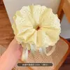 Scrunchie lenço quadrado estilo pastoral francês para meninas e crianças, elástico de cabelo doce com laço para coques, acessório de cabelo