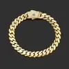 Pulseras Personalizadas para Hombre Hip-Hop Europeo y Americano Cadena Cubana Brillante de Oro de 14K Tendencia Versátil Joyería Transfronteriza Accesorios Más Vendidos