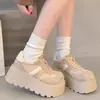 Zapatos casuales y de moda con suela gruesa, que aumentan la altura, duraderos y cómodos, nuevo estilo 2026, zapatos de plataforma con suela gruesa para mujer, sencillos y cómodos