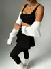Nuevos Pantalones Falda Deportivos para Exteriores Fitness Secado Rápido Adelgazantes Dos Piezas Bolsillo Yoga Correr Cintura Alta Ajustados Leggings para Mujer