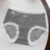 9853 Encaje de Lunares Gris Colección Otoño, Ropa Interior 100% Algodón Cepillado para Mujer, Algodón Puro con Entrepierna Extendida, 10A Antibacteriano
