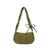 Bolsa Hobo Feminina de Veludo para Ombro/Axila, Carteira com Estampa de Bolinhas, Alça Franzida e Laço Lateral, Fechamento com Zíper, Bolsa de Mão Casual em Forma de Meia-Lua para Viagem Diária, Escola