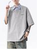 2025 Novo Estilo de Verão Estilo Preppy Casual Camisetas Polo Falsas de Duas Peças para Homens e Mulheres, Camisetas Spliced Soltas e Versáteis com Mangas Curtas