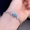 Pulseira de Apatita Natural, Fresca e Natural, Estilo Ultra-Luxuoso e Grandioso, Tamanho da Pedra Principal: 6*8mm, Banhado a Prata 925