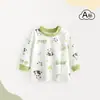 Camiseta de Manga Larga para Bebé Algodón Puro Ropa Interior para Niños Ropa Interior Infantil Prenda Única Superior Ropa de Primavera y Otoño Pijama para Niñas