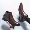 Botines Chelsea de Puntera Puntiaguda para Hombre Talla Grande Transfronterizos Moda Británica Formal de Negocios Casual Zapatos de Cuero de Caña Alta Botines Cortos para el Trabajo