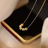 Collar de cobre bañado en oro de arena vietnamita con diseño de cinco bendiciones, cuentas en forma de corazón de 4.5 mm, cadena de cuentas redondas de moda, al por mayor