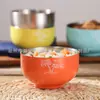 Bol de Acero Inoxidable Estilo Coreano Bol Colorido para Fideos Lamen Doble Capa Espesado Bol de Arroz Casero para Comer Aislamiento Térmico y Anti-quemaduras Bol de Arroz de Corea del Sur
