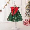 Nuevo Vestido Navideño Europeo y Americano Vestido con Estampado de Lazo para Bebé Vestido para Fiesta Navideña y Actuación en Escenario para Niñas