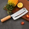 Atacado de fábrica faca Ganshu de aço inoxidável cabo de madeira faca para descascar abacaxi faca de frutas multifuncional raspador de frutas de cozinha
