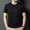 Camiseta de Manga Corta de Seda de Morera para Hombre Joven Cuello Redondo Moderna Casual de Media Manga Top de Seda Helada
