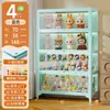 Vitrine de Vidro, Armário de Estatuetas para Sala de Estar, Estante de Aço com Portas, Armário de Armazenamento de Blind Box, Armário de Armazenamento em Camadas, Vitrine Estilo Creme