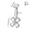 Anel de Umbigo de Aço Inoxidável Transfronteiriço Zircônia Gota d'Água Galvanizado Exquisito Zircônia Trevo de Quatro Folhas Piercing com Dente Interno Joia para Umbigo