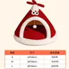 Tenda Ninho de Natal para Pet Outono e Inverno Quente Filhote Pequeno Bichon Teddy Casa de Gato Semi-Fechada Ninho de Dormir Presente