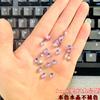 Nail de celebridade da internet Roxo cristal formato pontiagudo diamante Cor super brilhante Coração torto borboleta Vidro roxo diamante grande acessórios