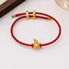 Série Shajin Estilo Nacional Versátil Pulseira Trançada de Cordão Vermelho Retrô Leve Luxo Pequena Pública Nova Pulseira Ano da Vida Estilo Chinês