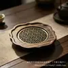 Posavasos Posavasos de Madera con Patrón de Ola, Base Aislante para Taza Maestra, Accesorios para Ceremonia del Té, Posavasos de Arcilla Púrpura, Mantel Individual, Bandeja de Té