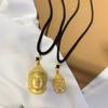 Boutique colgante grande cabeza de Buda oro tienda mismo estilo cadena clavícula oro arena Vietnam Buda collar cuerda negra mujer ajustable