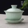 Venta al por mayor de fábrica juego de té kung fu cuenco con tapa de cerámica taza de té tres cuencos porcelana azul y blanca cuenco de té se puede personalizar logo