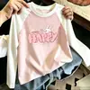 Camiseta de Manga Larga con Estampado de Dibujos Animados para Niñas, Nuevo Estilo Primavera y Otoño, Camiseta Básica de Patchwork de Colores de Moda y Versátil para Niños Mayores