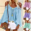 Fc658 En Stock Comercio Exterior Transfronterizo Ropa de Mujer, Fresco Estilo Bohemio Hueco en el Hombro Camiseta de Manga Larga y Top de Tirantes