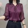 Camisa de 5 puntos con cordones florales tridimensionales, nuevo estilo primavera y verano, adelgazante y versátil, top de camisa elegante y de alta gama