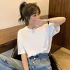 Camiseta de Manga Corta Estilo Retro Americano para Mujer, Top Chic de Verano a la Moda Estilo Ins, Corte Holgado Adelgazante de Media Manga