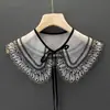 Cuello Falso de Encaje Versátil Estilo Nuevo Chal de Mujer Adorno de Encaje Decoración de Temperamento que Reduce la Edad Cuello de Color Sólido Bufanda Pequeña Cuello Falso